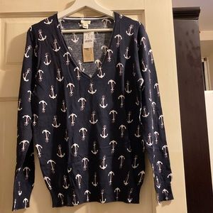 J.Crew Hand Printed Cotton Sweater